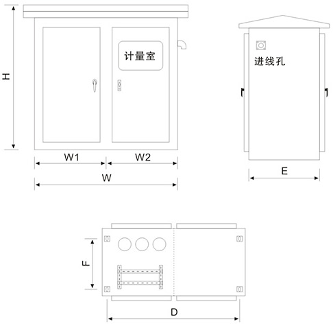 不锈钢低压综合配电箱(JP柜)外形尺寸图